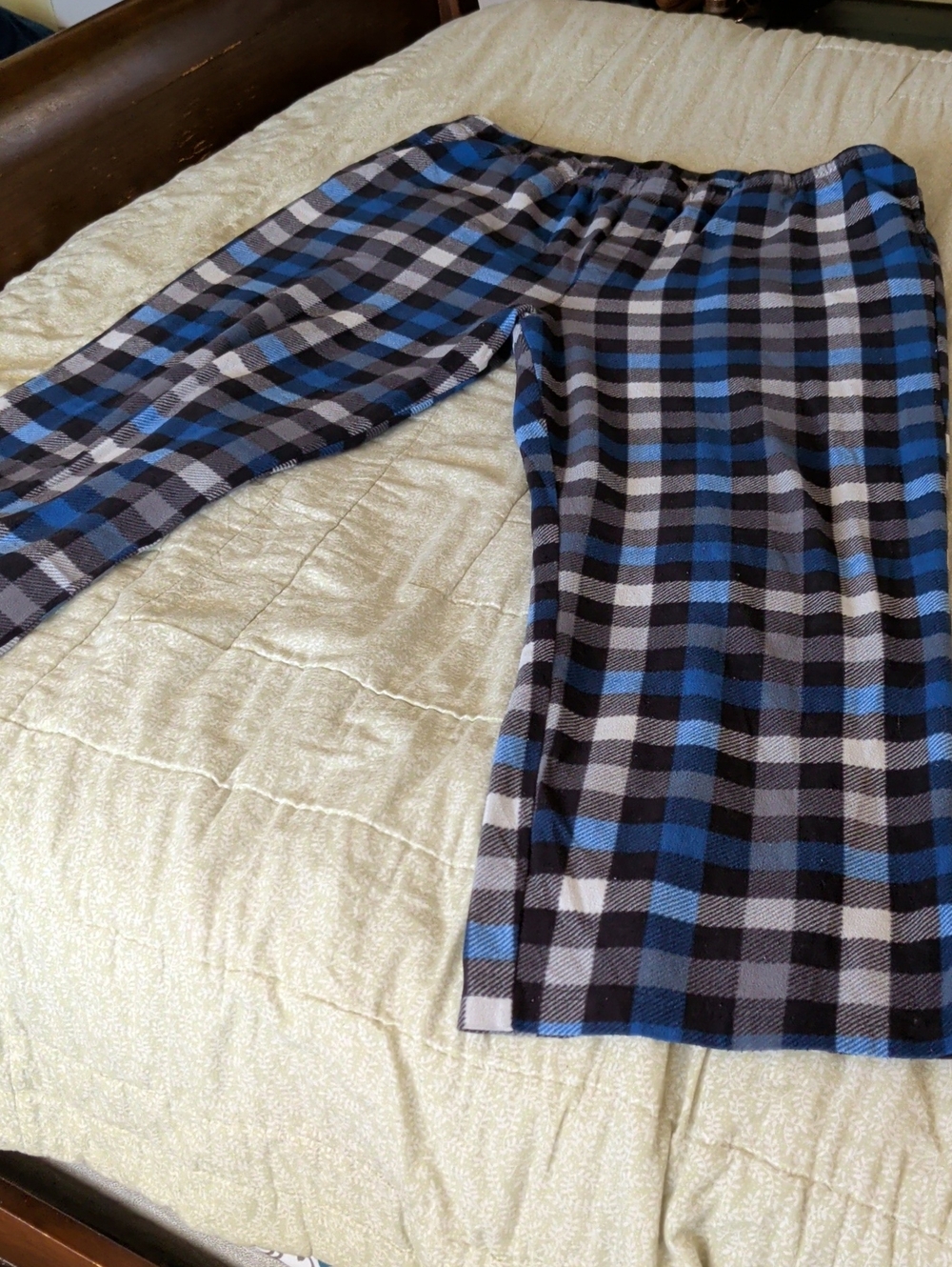 Men's Blue and Black Plaid Fleece Lounge Joggers